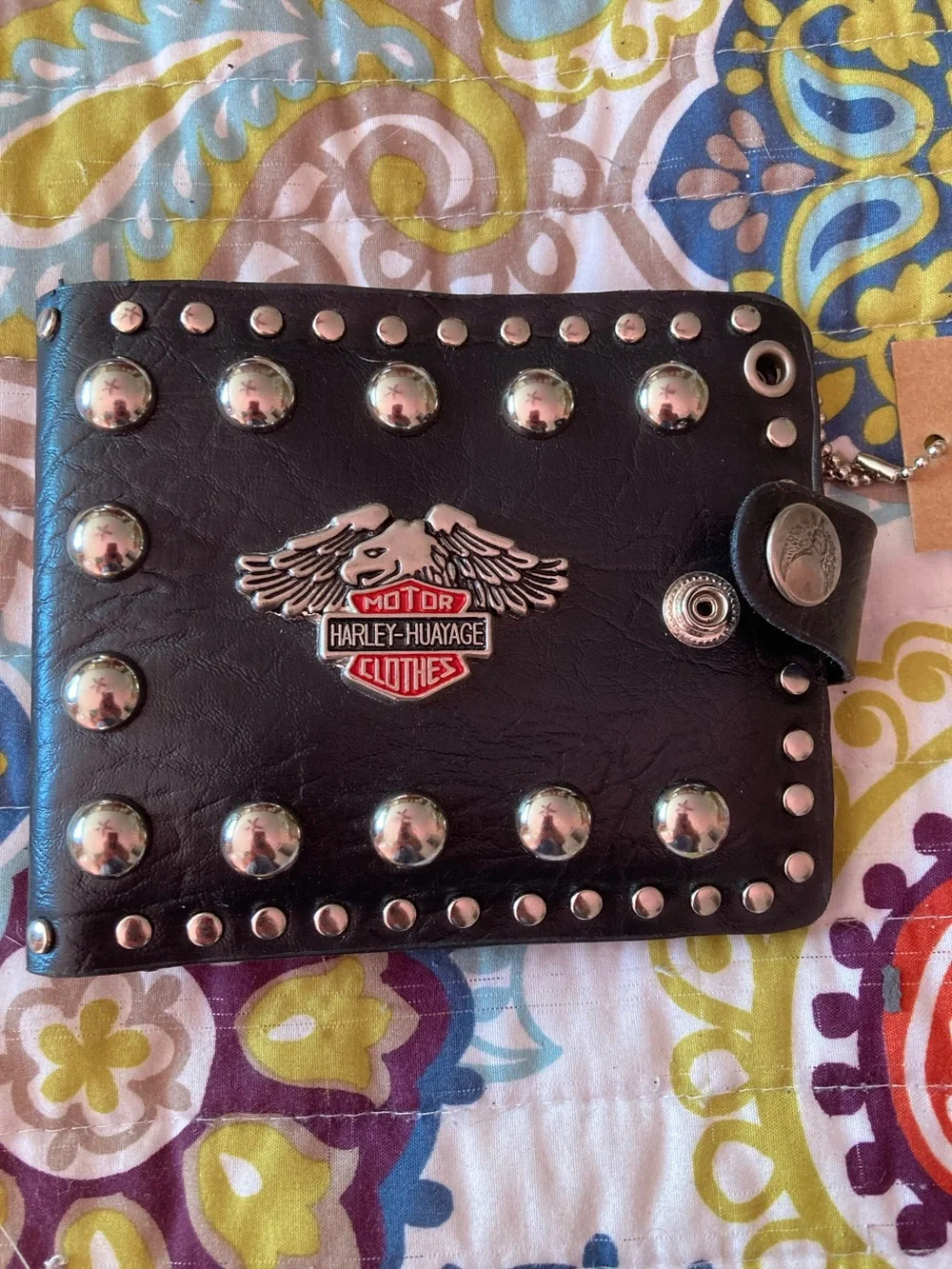 Harley-Huayage Studded Black Bifold Wallet